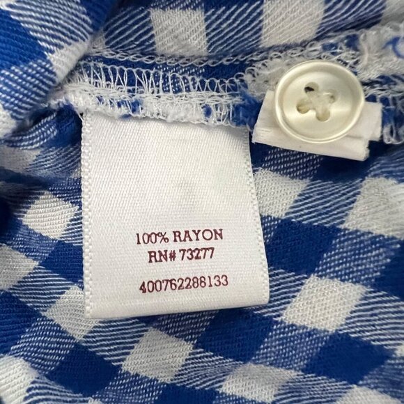 SO Womens Long Sleeve Button Down Blue/White Check Perfect Shirt Relaxed Fit S - Picture 8 of 8